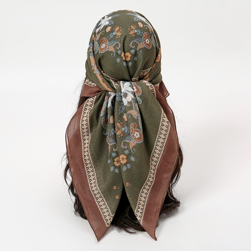 Women'S Fashion Visor - New Muslim Square Hijab Scarf Print