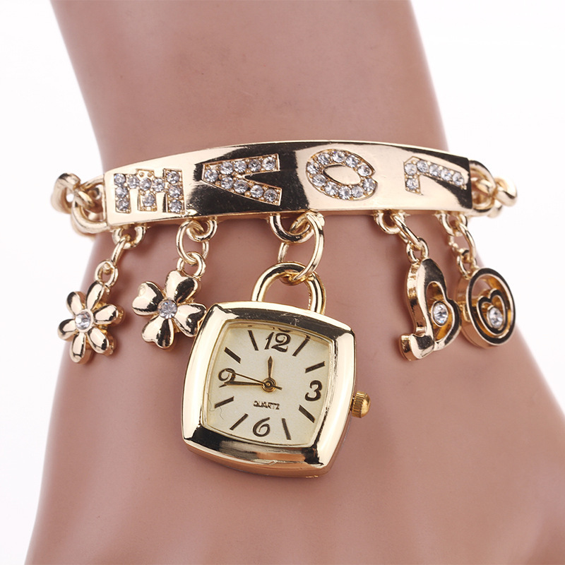 Women'S Fashion Digital Watch - Women Watches with Letters Rhinestone Inlaid