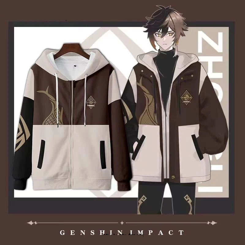 Women'S Fashion Zip Hoodie - Genshin Impact Zhongli 3D Print Zip