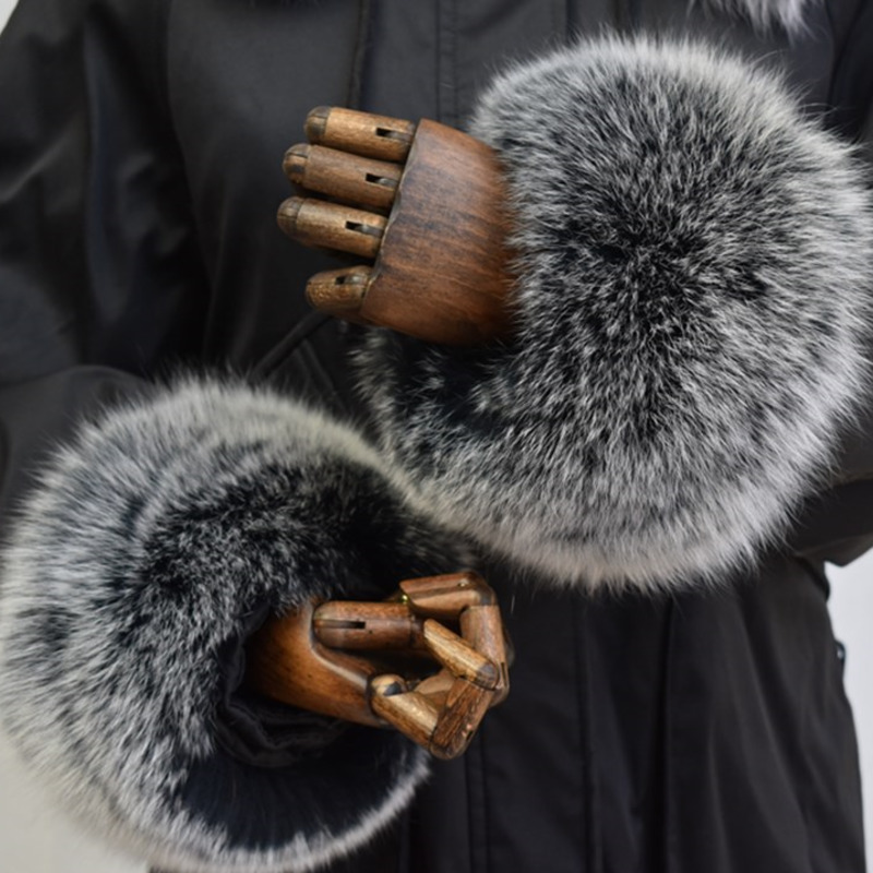Women'S Fashion Leather Jacket - Fox Fur Cuffs For Women Whole