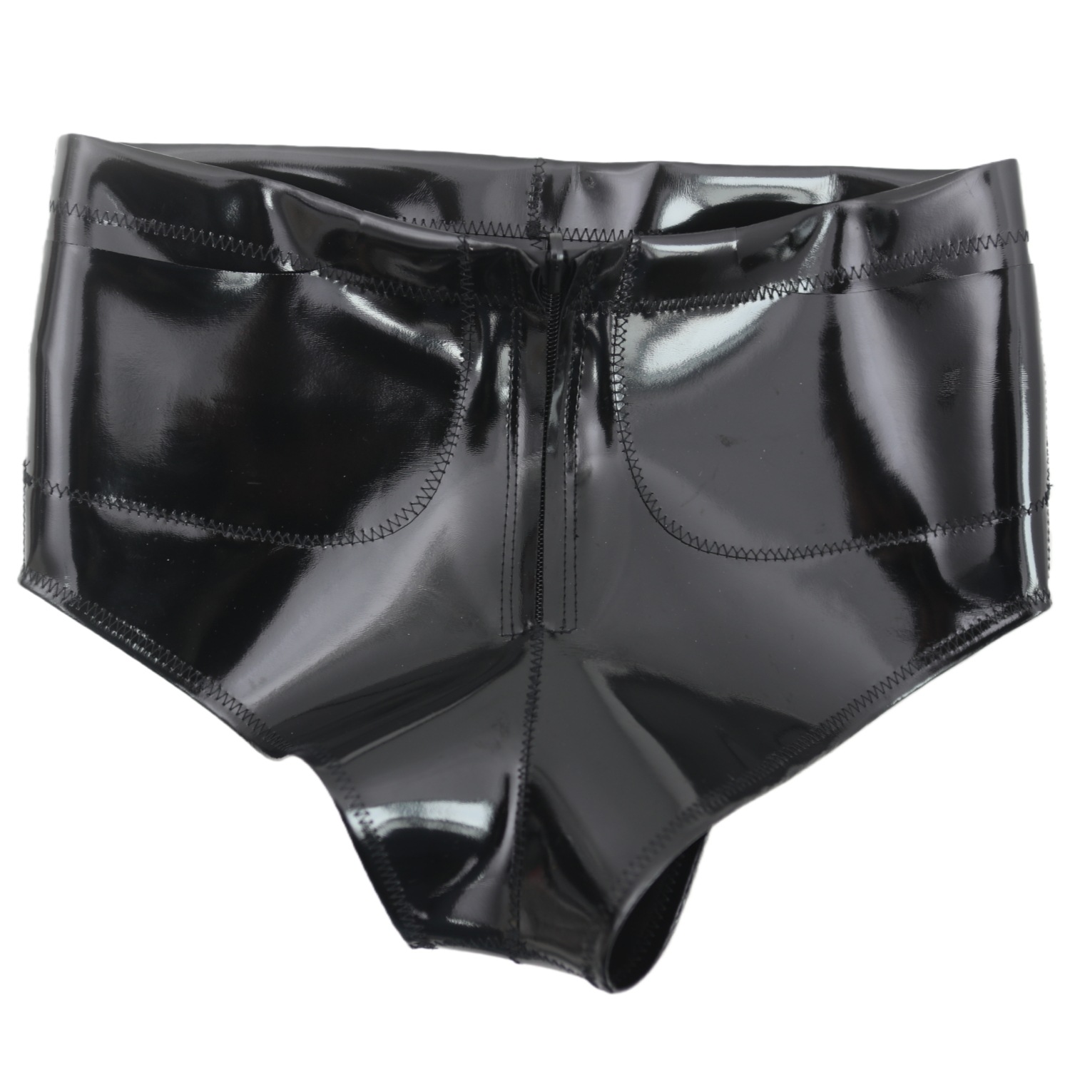 Women And Men Fashion - Women Men Glossy Pocket Shorts Mid-Rise