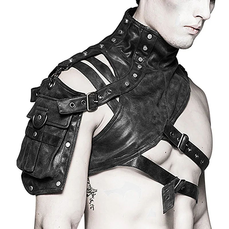 Women'S Fashion Leather Jacket - Steampunk Medieval Leather Armor One Shoulder