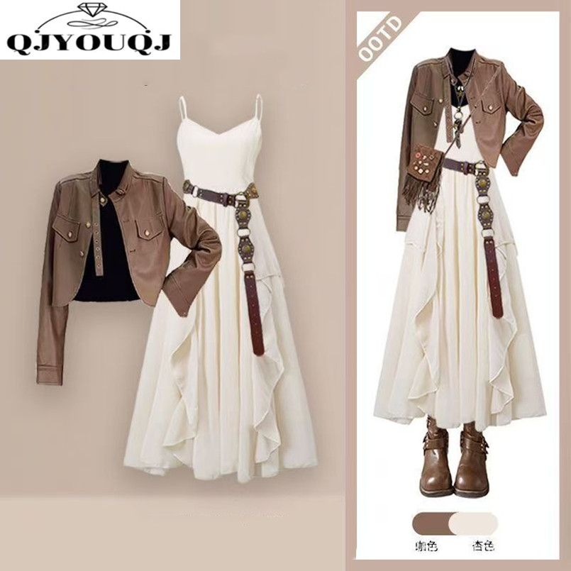Women'S Fashion Leather Jacket - Fashion Women's Set Spring and Autumn