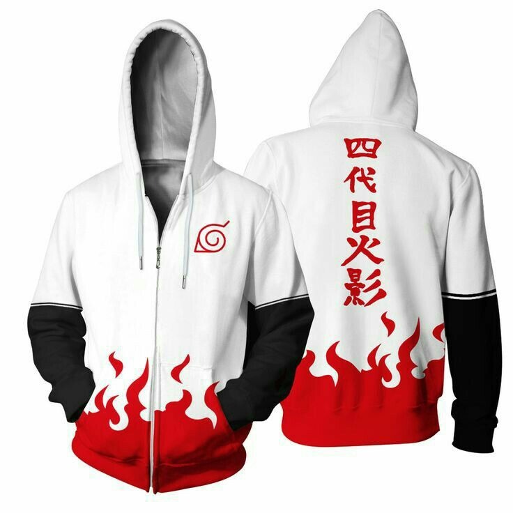 Women'S Fashion Zip Hoodie - Naruto 4th Hokage Minato Anime Print