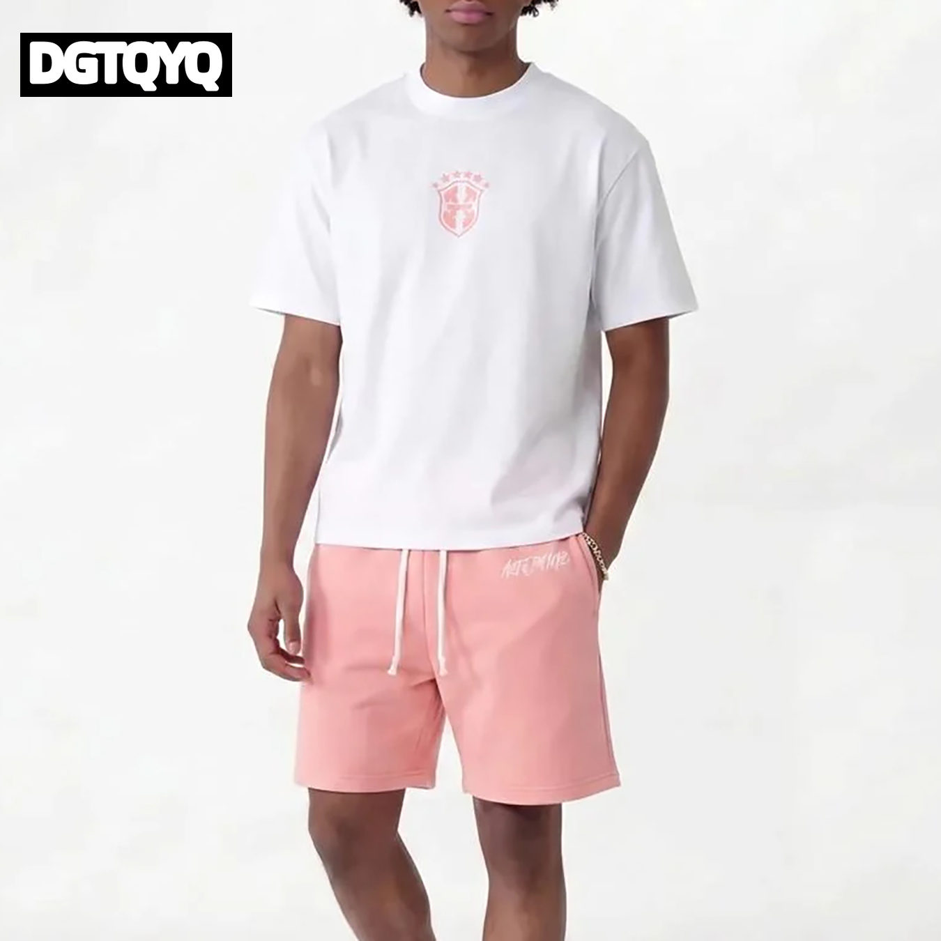 Women And Men Fashion - Man's Summer New Pink Embroidered Casual