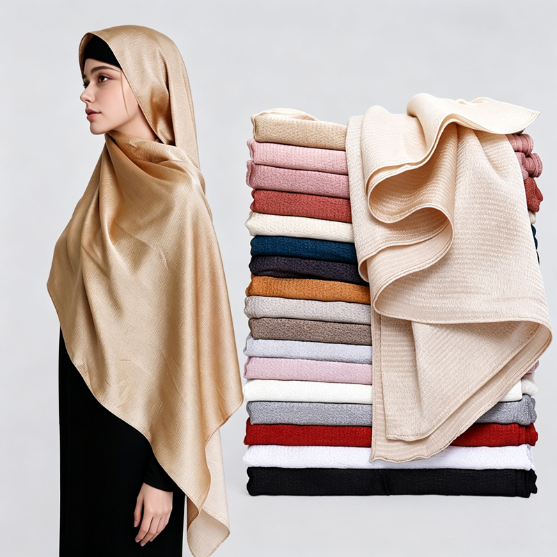 Women Fashion Wear - Shiny Satin Muslim Hijab for Women