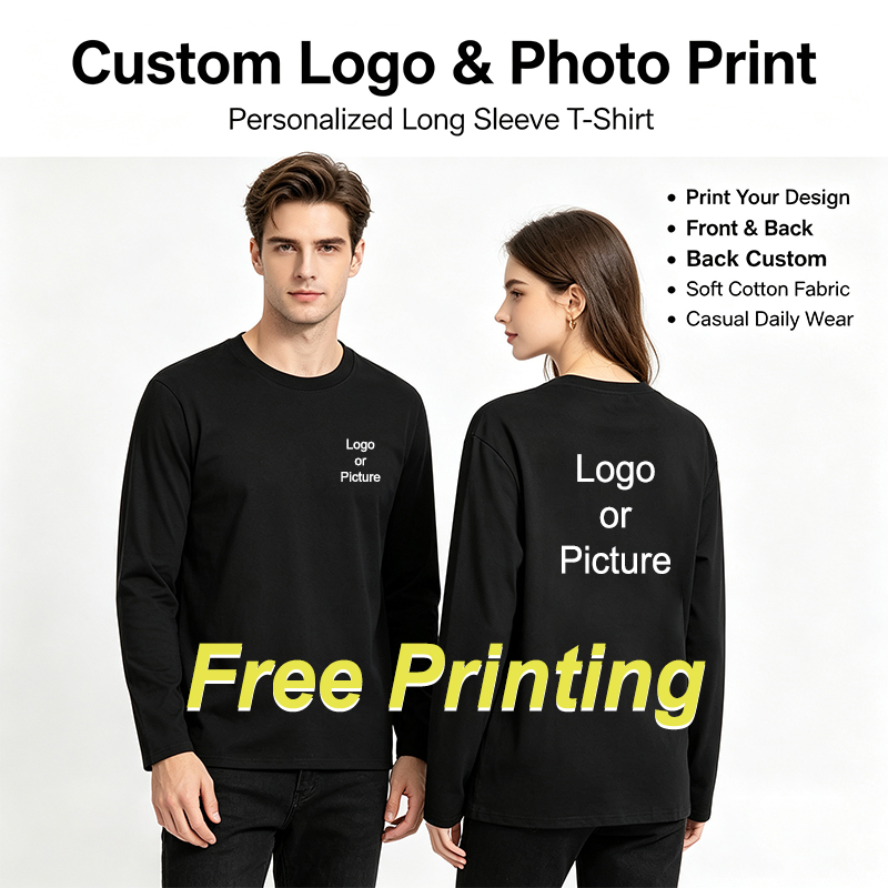 Women And Men Fashion - Customized Cotton Long Sleeve T-shirts Men