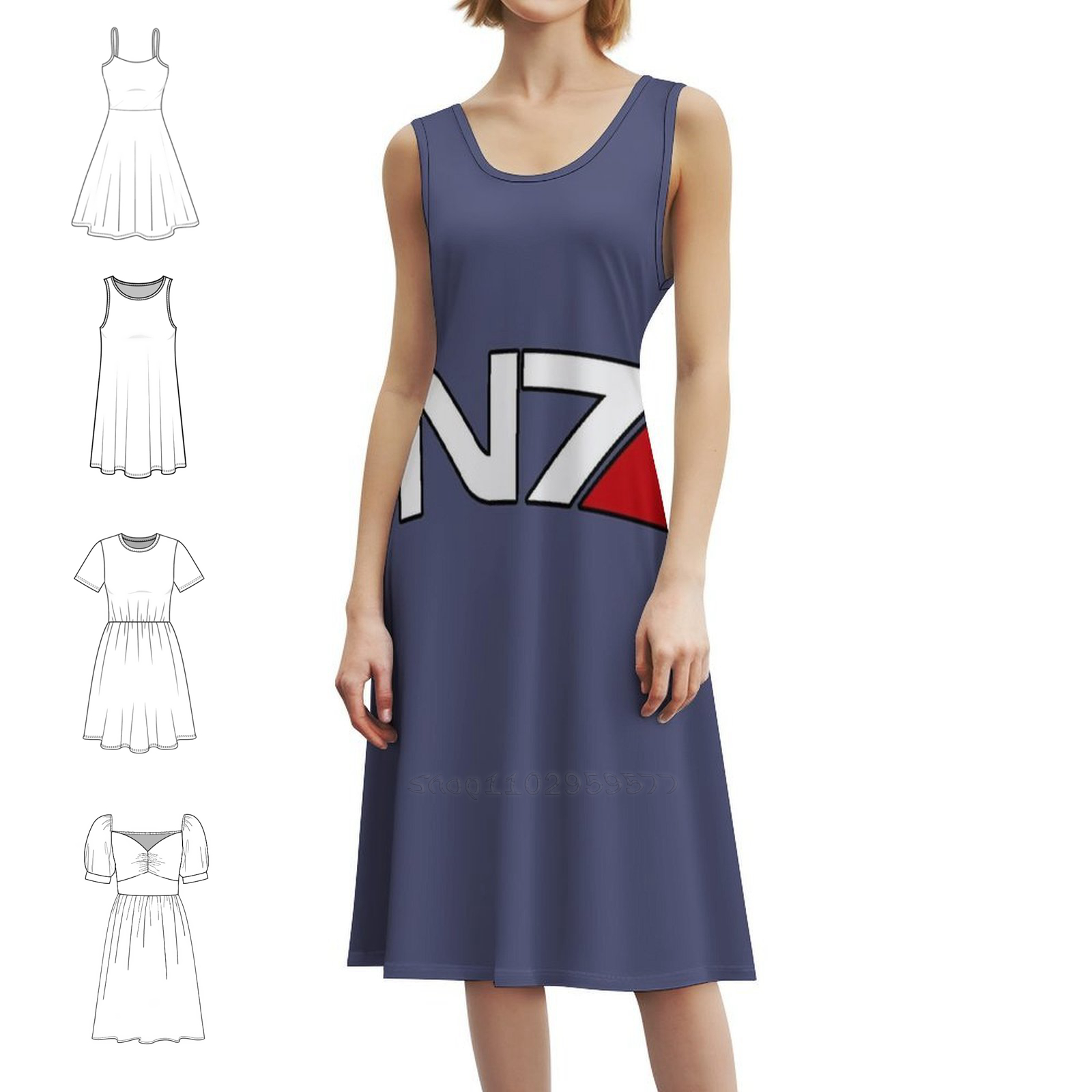 Smocked Dress Women - N7 Logo Floral Smock Dress For