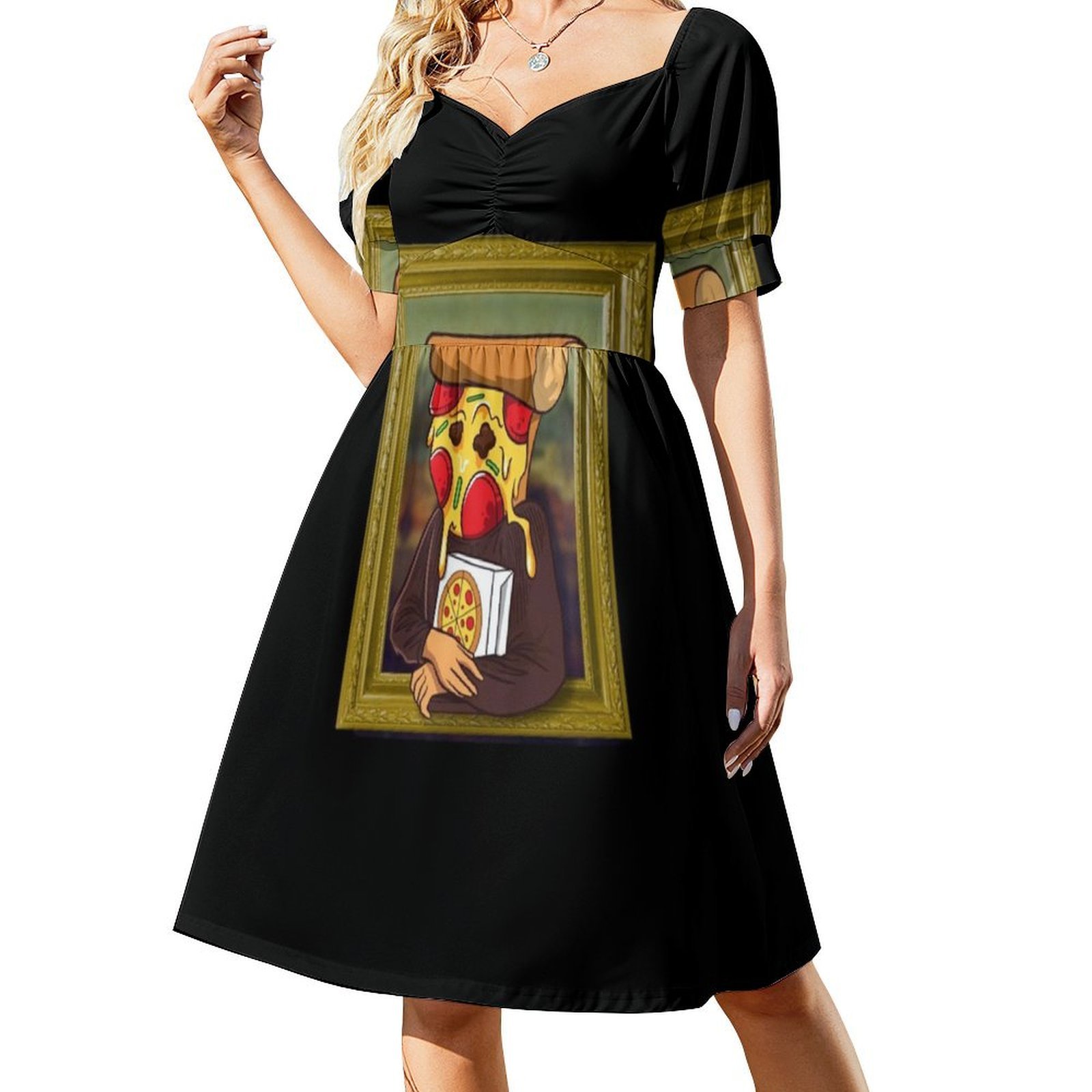 The Pizza Mona Lisa Funny Arti - Smocked Dress Women recension och pris