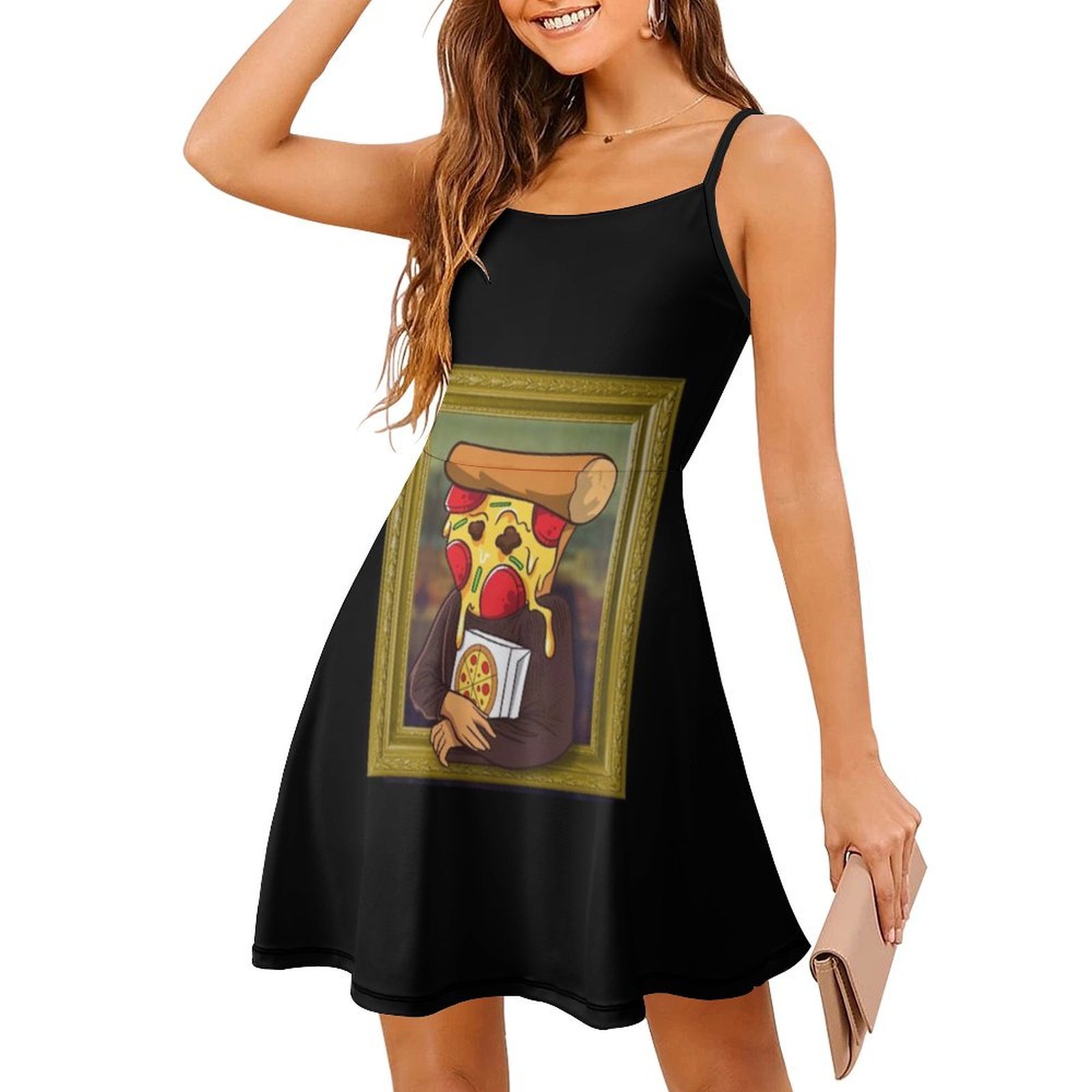 The Pizza Mona Lisa Funny Arti - Smocked Dress Women recension och pris