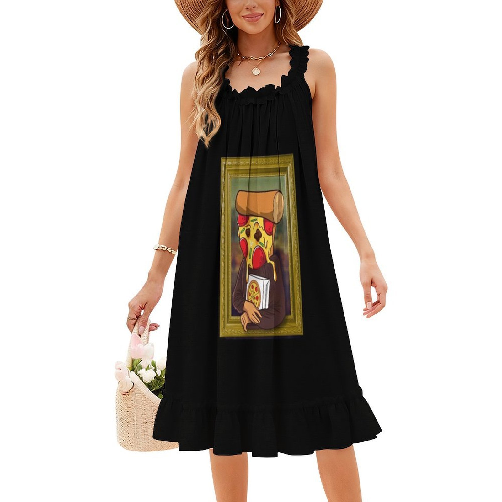 The Pizza Mona Lisa Funny Arti - Smocked Dress Women recension och pris