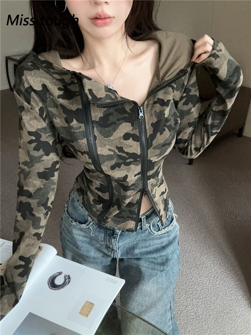 Women Camo Zip-up Hoodie Cropp - Women'S Fashion Zip Hoodie recension och pris