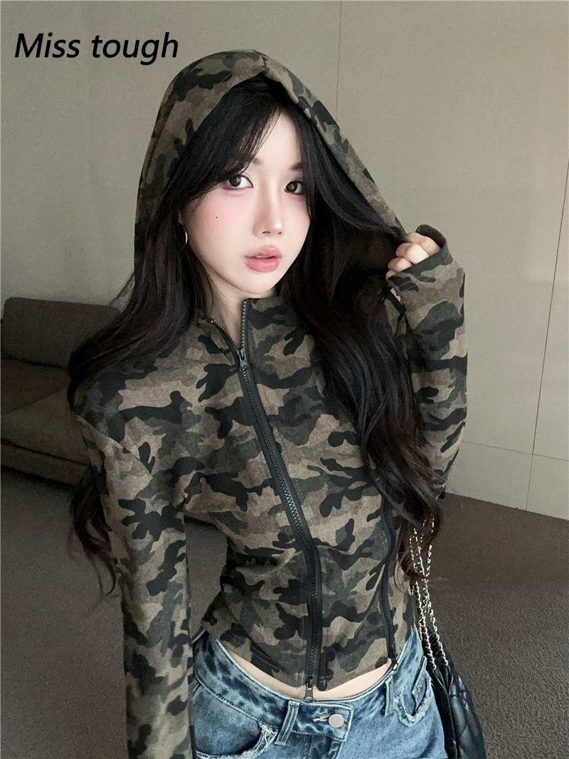 Women Camo Zip-up Hoodie Cropp - Women'S Fashion Zip Hoodie recension och pris