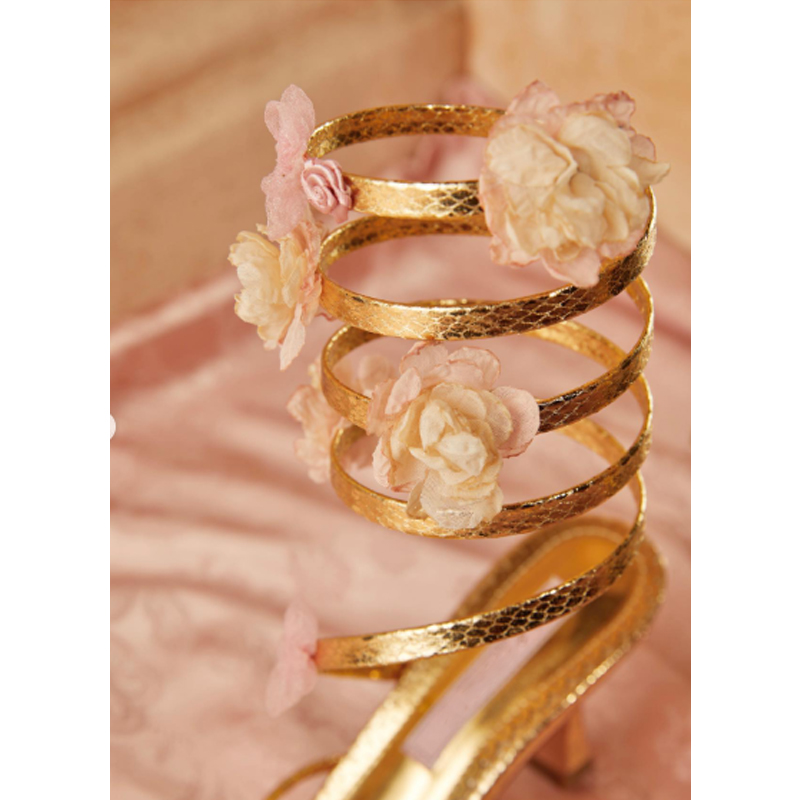 Gold Floral Ankle Wrap Square  - Floral Summer Dress recension och pris