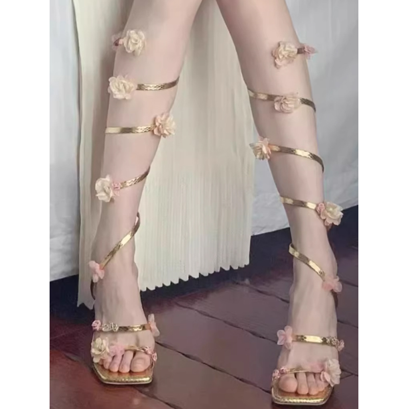 Gold Floral Ankle Wrap Square  - Floral Summer Dress recension och pris