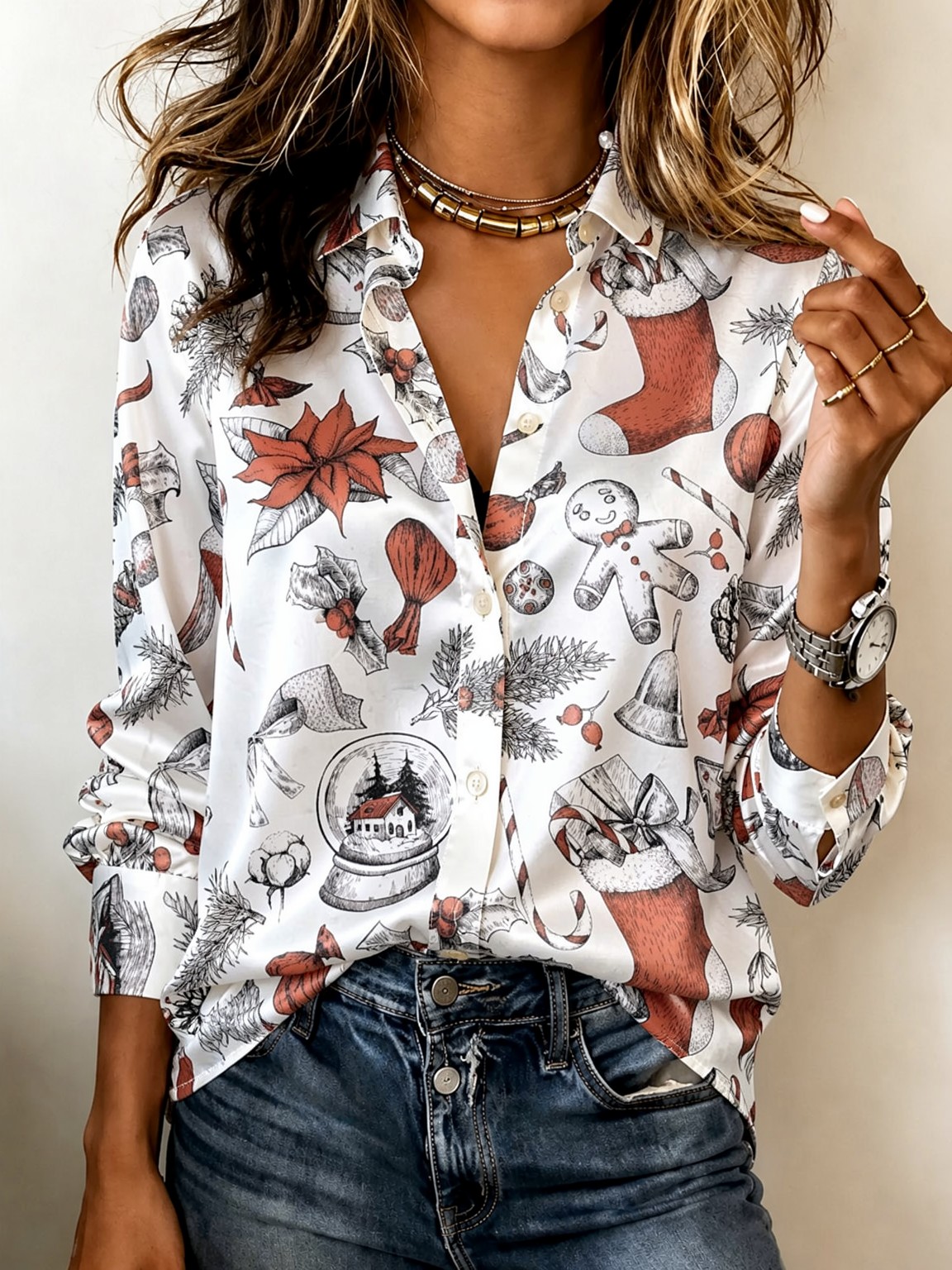 Soft Lapel Long Sleeve Satin B - Women'S Fashion Tops recension och pris
