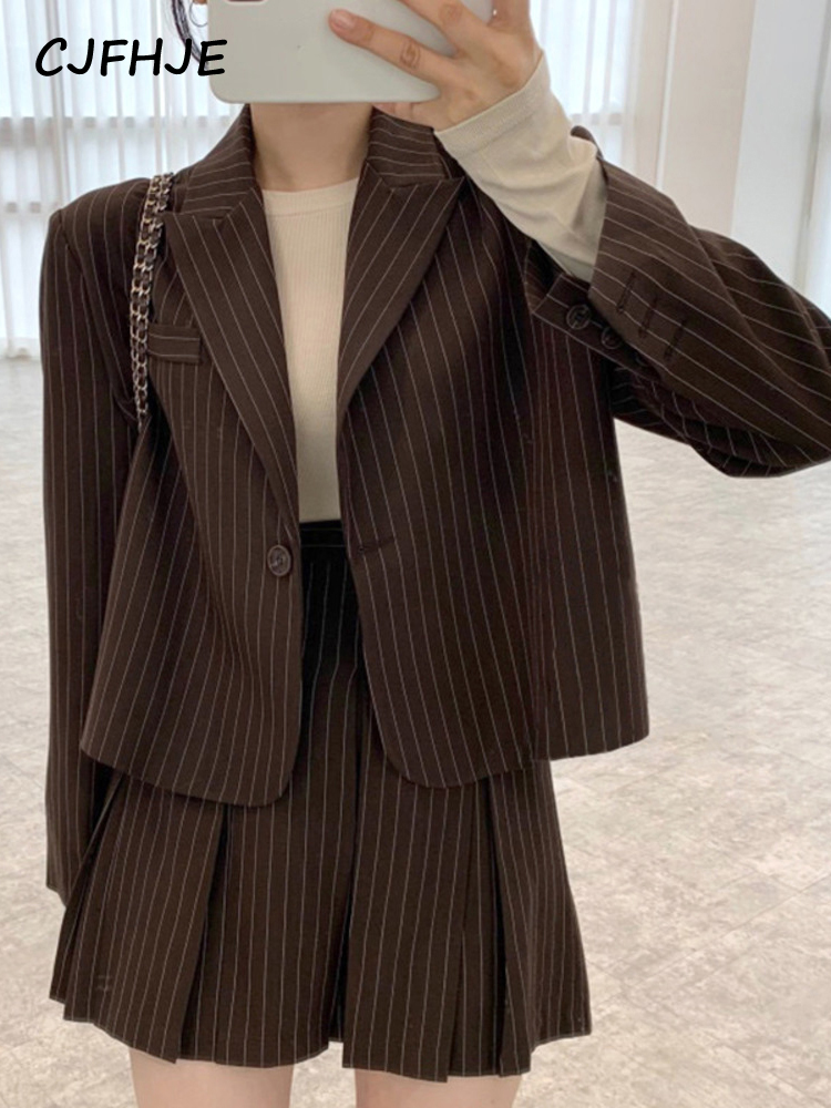 CJFHJE Fashion Stripe Blazer W - Women'S Fashion Leather Jacket recension och pris