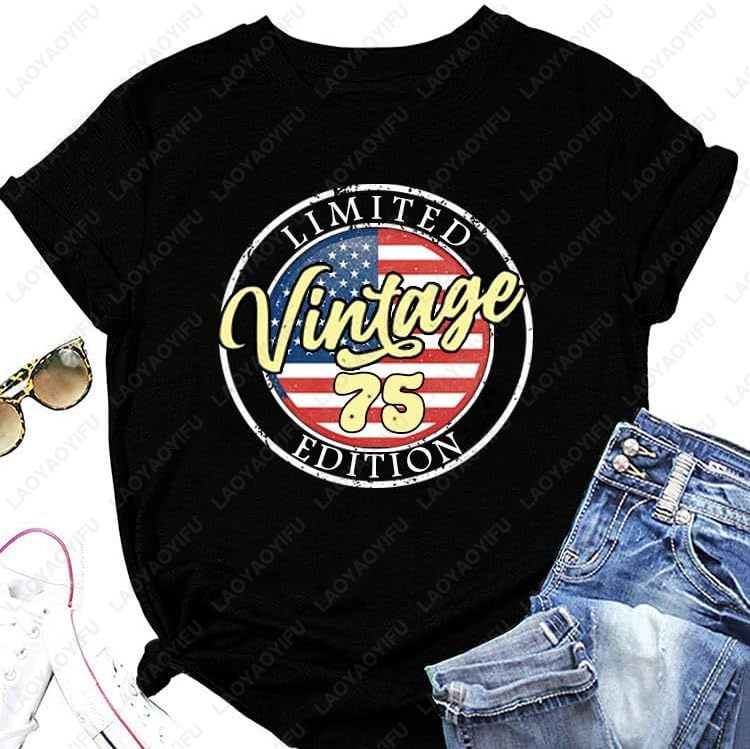 Vintage 1975 T-Shirts for Wome - Women'S Fashion Of The 70S recension och pris