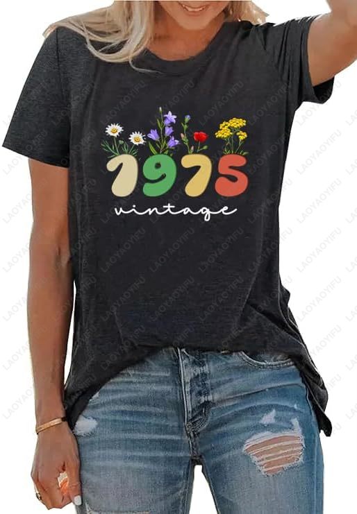 Vintage 1975 T-Shirts for Wome - Women'S Fashion Of The 70S recension och pris