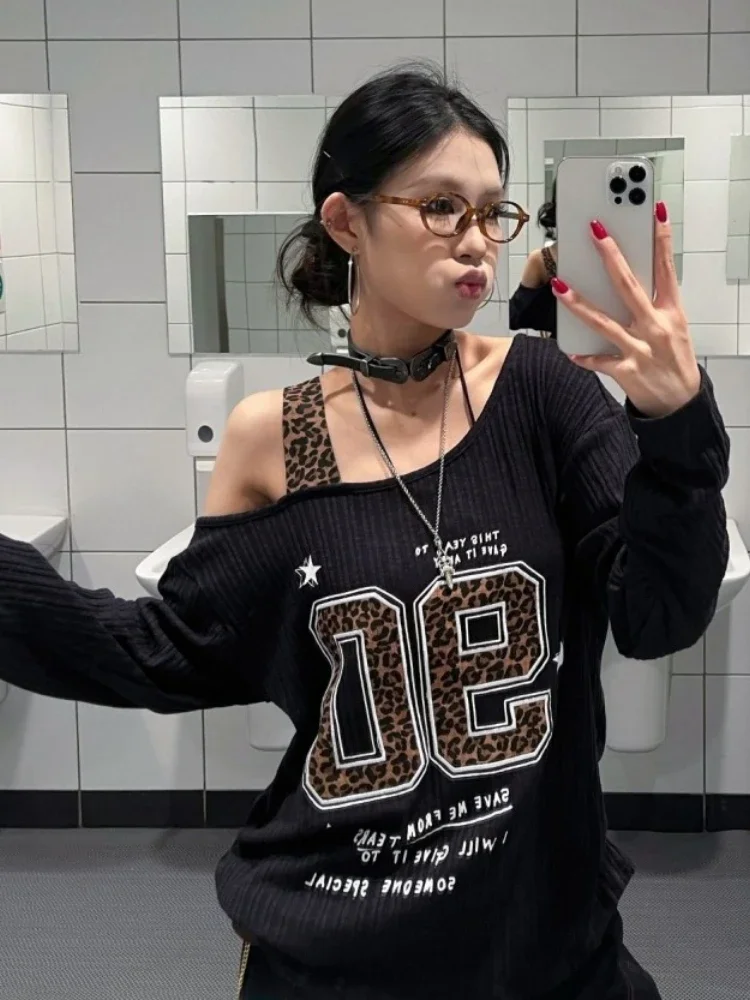 Y2K Patchwork Leopard Print T- - Women'S Fashion Tops recension och pris