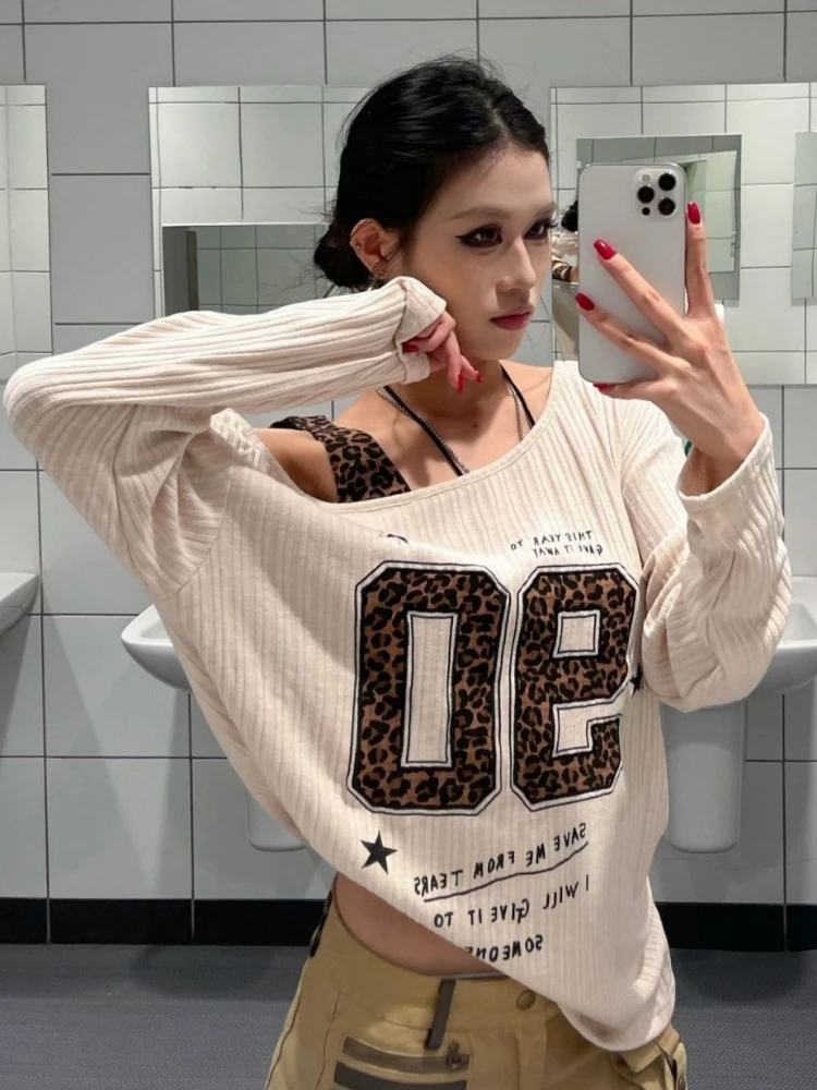 Y2K Patchwork Leopard Print T- - Women'S Fashion Tops recension och pris