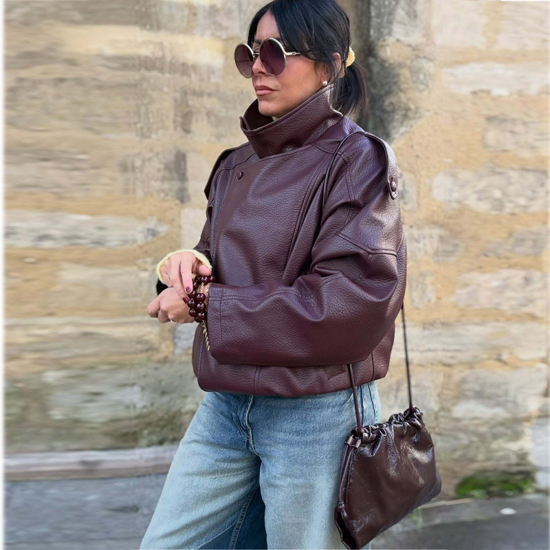 ZHIO Faux Leather Bomber Jacke - Women'S Fashion Leather Jacket recension och pris