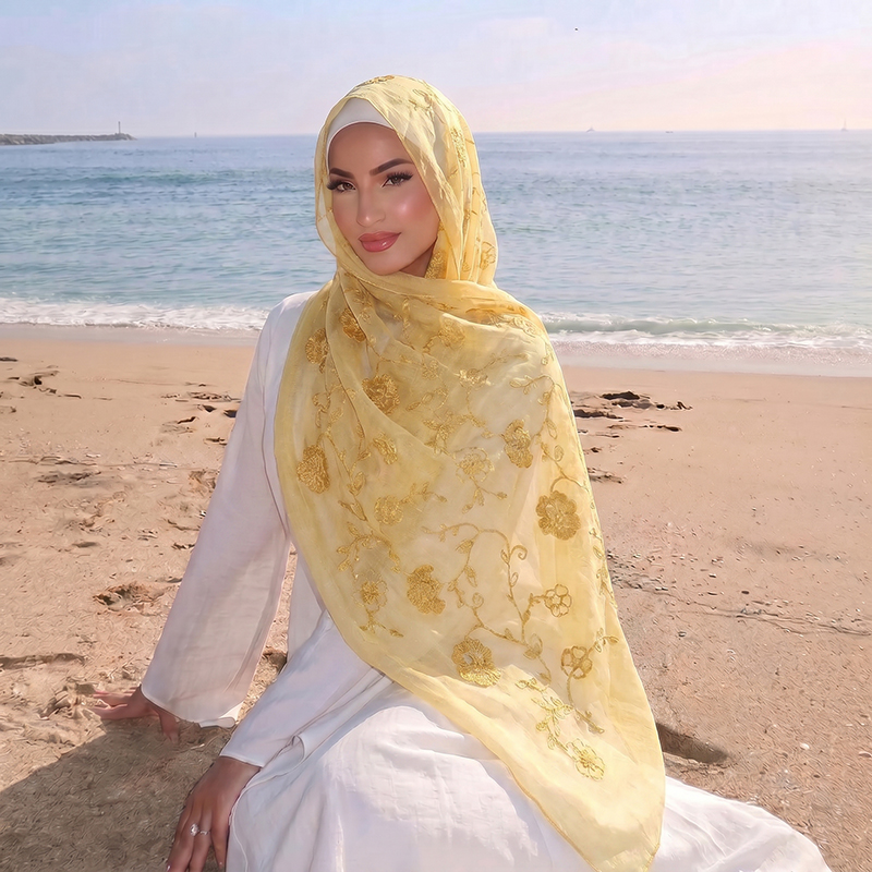 Floral Embroidery Muslim Hijab - Women Fashion Wear recension och pris