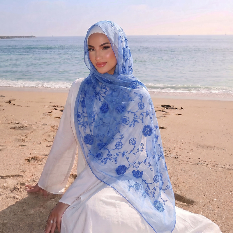 Floral Embroidery Muslim Hijab - Women Fashion Wear recension och pris