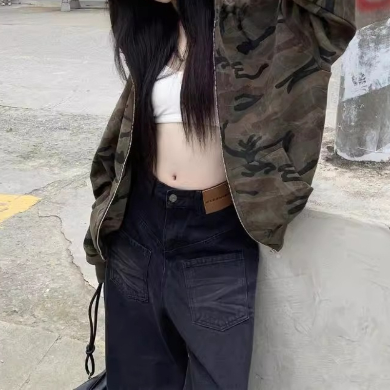 Vintage Camouflage Hooded Swea - Women'S Fashion Zip Hoodie recension och pris