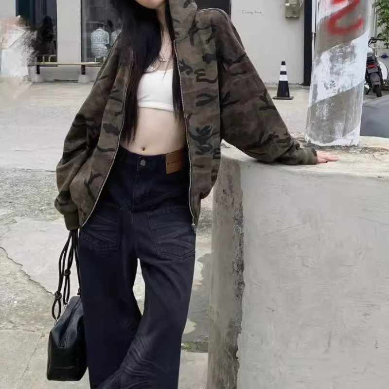 Vintage Camouflage Hooded Swea - Women'S Fashion Zip Hoodie recension och pris