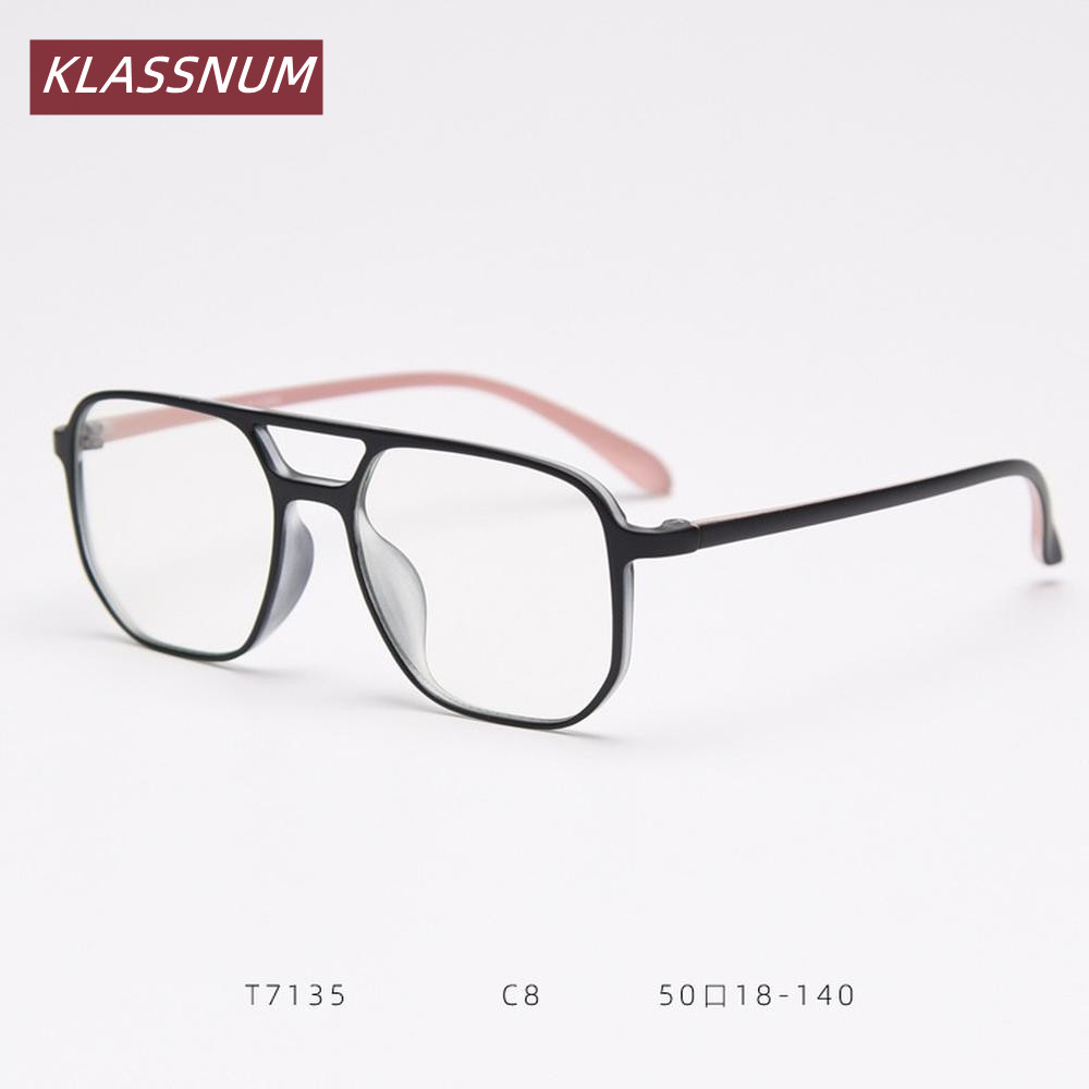 KLASSNUM Double Bridge Square  - Women'S Fashion Glasses Non Prescription recension och pris