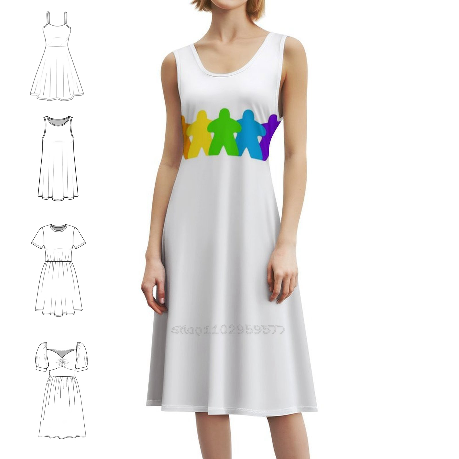 All The Colors Of The Meeples- - Smocked Dress Women recension och pris
