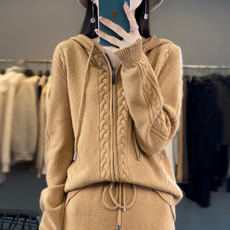 Women's Pure Cashmere Hooded C - Women'S Fashion Zip Hoodie recension och pris