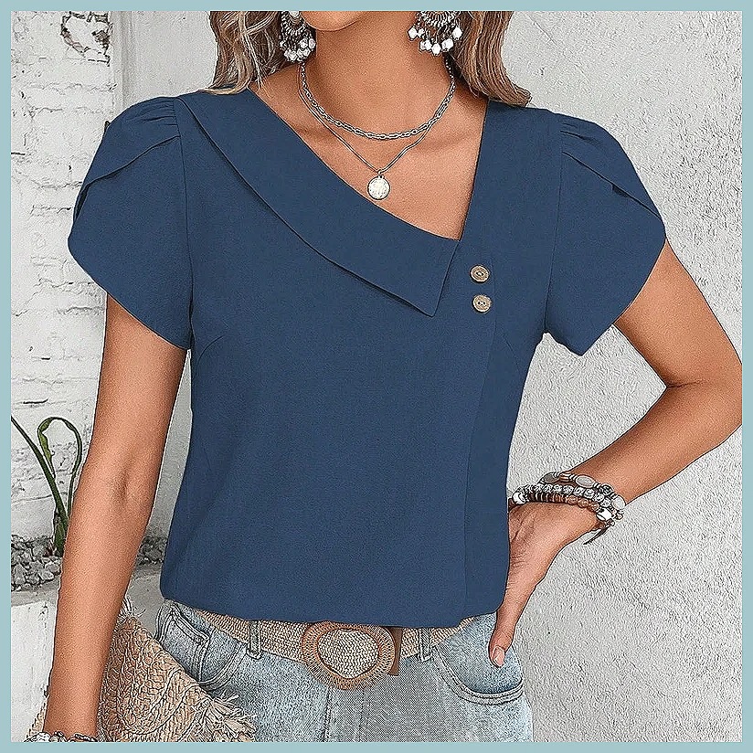 2024 Summer Vintage Solid Colo - Women'S Fashion Tops recension och pris